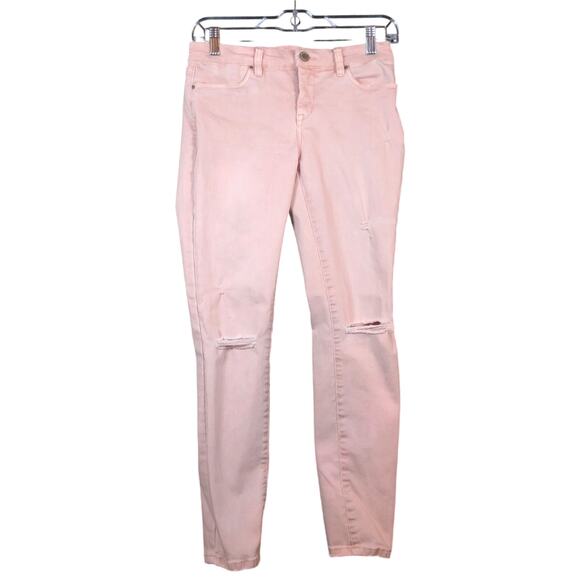 Blank NYC Womens Jeans Pink Denim Low Rise Skinny Fit Distressed Stretch 26 - Picture 1 of 11